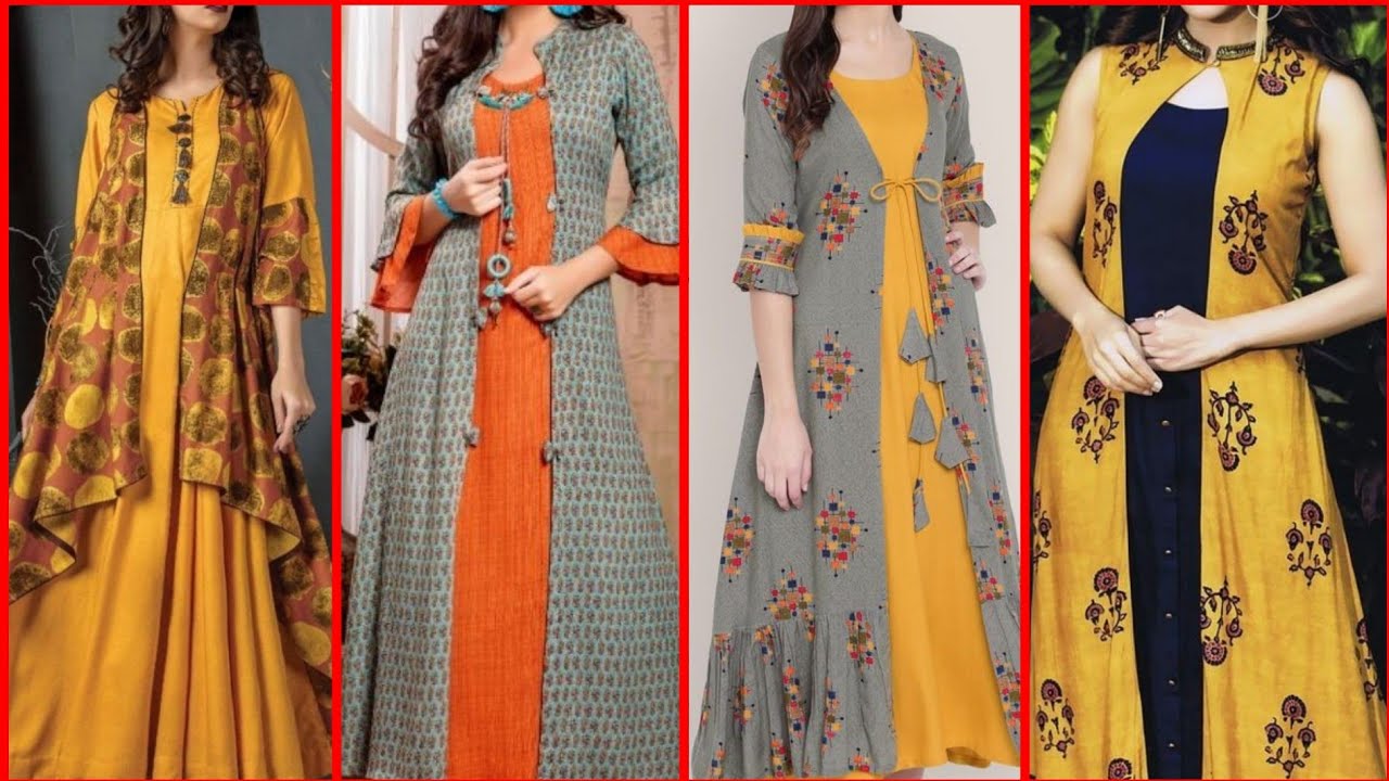 Gown Designs For Women - Yellow Cotton Embroidery Gown With Koti – Gunj  Fashion